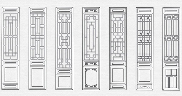 新昌常用中式仿古花窗图案隔断设计图