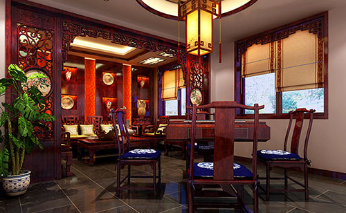 新昌古典中式风格茶楼包间设计装修效果图